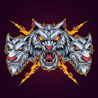 drie wolf hoofd embleem vector