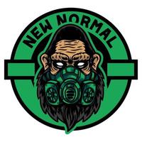 Gorilla of aapkop gebruiken groen masker met nieuwe normale titel vector