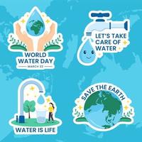 wereld water dag etiket vlak tekenfilm hand- getrokken Sjablonen illustratie vector
