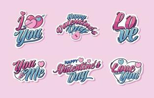 gelukkig Valentijnsdag dag groet sticker reeks vector