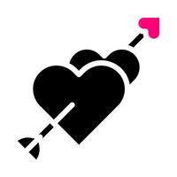 pijl icoon solide zwart roze stijl Valentijn illustratie vector element en symbool perfect.