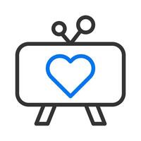 TV icoon blauw grijs stijl Valentijn illustratie vector element en symbool perfect.