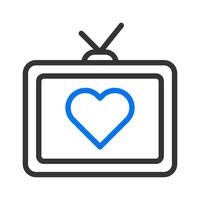 TV icoon blauw grijs stijl Valentijn illustratie vector element en symbool perfect.