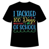 ik aangepakt 100 dagen van school- t-shirt gelukkig terug naar school- dag overhemd afdrukken sjabloon, typografie ontwerp voor kleuterschool pre k peuter, laatste en eerste dag van school, 100 dagen van school- overhemd vector