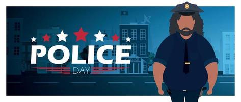 Politie dag poster in tekenfilm stijl. feest van de verdedigers van bestellen. vector illustratie.