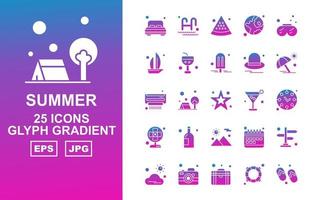 25 premium zomer ii glyph-verlooppictogrammen vector