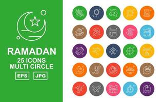 25 premium ramadan multi-cirkel icon pack vector