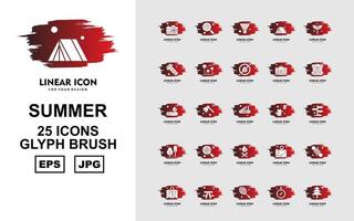 25 premium zomer glyph brush icon pack vector