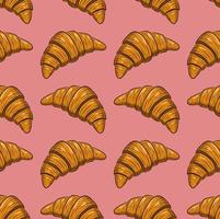 roze naadloos vector achtergrond met vers heerlijk croissants