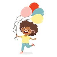 tekenfilm kind spelen met ballonnen vector