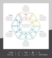 presentatie bedrijf optie infographic met lijn stijl en kleurrijk concept. 6 stappen van infographic kan worden gebruikt voor bedrijf doel. vector