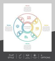 cirkel werkwijze infographic vector ontwerp met 4 stappen kleurrijk stijl voor presentatie doel.lijn stap infographic kan worden gebruikt voor bedrijf en afzet