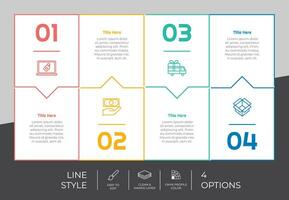plein optie infographic vector ontwerp met 4 stappen kleurrijk stijl voor presentatie doel.lijn stap infographic kan worden gebruikt voor bedrijf en afzet