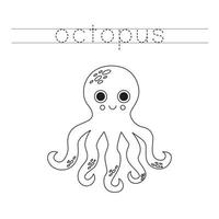 spoor de brieven en kleur tekenfilm Octopus. handschrift praktijk voor kinderen. vector