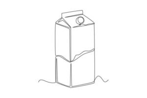 doorlopend een lijn tekening een doos van melk. ontbijt concept. single lijn trek ontwerp vector grafisch illustratie.