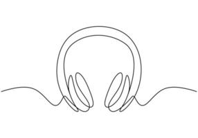 een lijntekening van hoofdtelefoon luidspreker apparaat gadget ononderbroken lijntekeningen ontwerp geïsoleerd op een witte achtergrond. vector