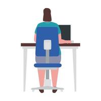 vrouw met laptop bij bureau dat vectorontwerp werkt vector