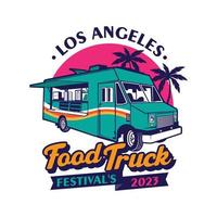 voedsel vrachtauto vector illustratie, perfect voor t overhemd ontwerp en evenement festival logo ontwerp