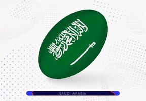 rugby bal met de vlag van saudi Arabië Aan het. uitrusting voor rugby team van saudi Arabië. vector