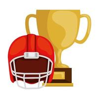 beker trofee en american football helm geïsoleerde pictogram vector