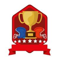 emble met bekertrofee en american football-helmen vector