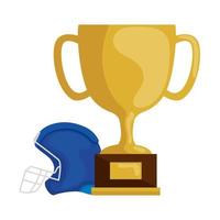 beker trofee en american football helm geïsoleerde pictogram vector