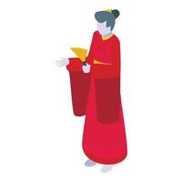 kunst geisha icoon isometrische vector. vrouw gezicht vector