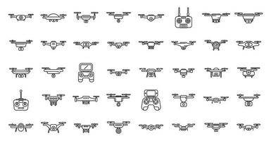 luchtfoto videografie pictogrammen instellen overzicht vector. drone-camera vector