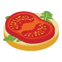 tomaat belegd broodje icoon isometrische vector. belegd broodje met tomaat plak en rucola vector