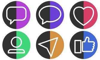 babbelen bubbels, hart, gebruiker, plaats, en duim sociaal pictogrammen in ronde achtergrond zijn kleurrijk. vector