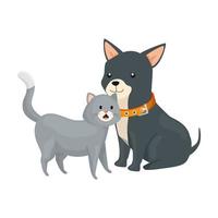 schattige kat en hond dieren geïsoleerde pictogram vector