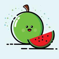 watermeloen, schattig, fruit vector