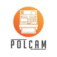 logo ontwerp met polaroid wijnoogst camera concept vector