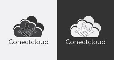 logo ontwerp met wolk en handdruk concept vector