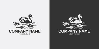 zwaan logo ontwerp concept sjabloon met zwart en wit kleur variant ontwerp 02 vector