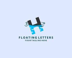 h zwart brief logo ontwerp met circulaire vorm en water effect vector illustratie