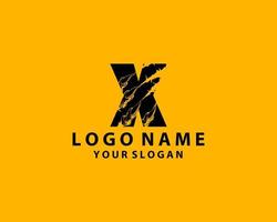 grunge eerste brief X icoon, krassen effect. modern sjabloon logo ontwerp vector