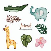 aquarel dier object actief. baby speelgoed voeders set van animal vector