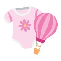schattige kleren babymeisje met ballon reizen heet vector