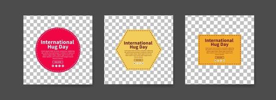 social media postsjablonen voor internationale knuffeldag. vector