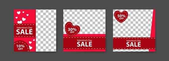 social media postsjablonen voor digitale marketing en verkooppromotie op Valentijnsdag. mode reclame. bieden banners voor sociale media. vector fotolijst mockup illustratie