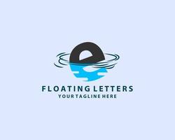 e brief logo ontwerp met water effect en diep blauw helling vector illustratie. sjabloon e merk naam bedrijven.