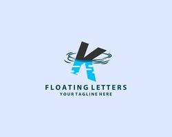 brief k logo met water reflectie vector