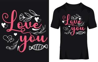 valentijnsdag typografie bloemen liefde u t-shirt ontwerp vector eps