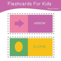 vector reeks van vormen flitskaarten. vormen flashcards editie. vormen voor peuter- onderwijs. leerzaam afdrukbare wiskunde flitskaarten.