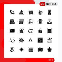 universeel icoon symbolen groep van 25 modern solide glyphs van apparaat pijl tabel kanker dag presentatie bewerkbare vector ontwerp elementen