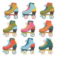 vector reeks met gekleurde rol schaatsen. wijnoogst poster met rol schaatsen.helder elegant illustratie.