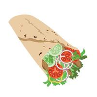 doner, shoarma, of burrito, snel voedsel menu tussendoortje, straat voedsel levering en afhalen. icoon voor levering onderhoud, mobiel appjes, websites, logos vector illustratie, hand- getrokken of tekening.