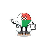 tekenfilm mascotte van Madagascar vlag dokter vector