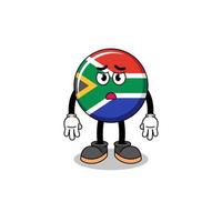 zuiden Afrika vlag tekenfilm illustratie met verdrietig gezicht vector